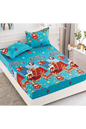CHIRASO CHIRASO Bed Cover Set, Christmas Theme, FINE, ELASTIC 180x200cm and 2 Pillowcases, Santa Claus