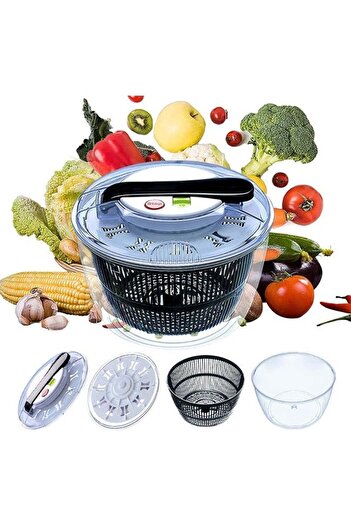 fulina Salad Spinner Large Multifunction 4.5 Quart Design BPA Free，manual Good Grips Crank Handle & Locki