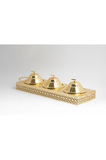 Bin Shihoun 3-piece golden hospitality set with golden handles