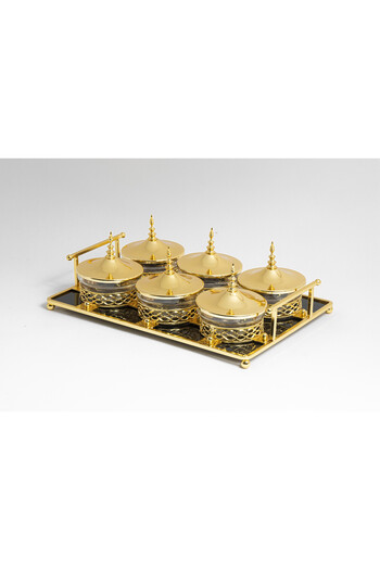 Bin Shihoun Luxury glass date set with golden steel lid