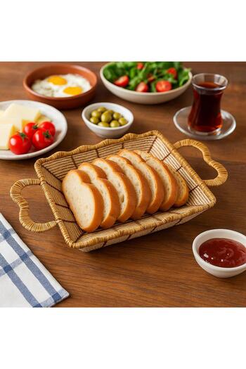 Noah Exclusive Rectangular Wicker Bread Basket-26 cm X 20 cm X 7 cm