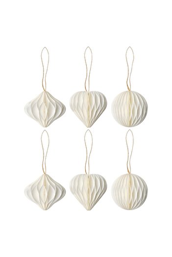 IKEA VINTERFINT Tree ornament set of 6, mixed shapes white