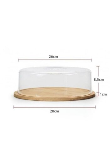 wei Round cake stand made of bamboo wood with plastic lid, 28x28x9.5 cm, A13970