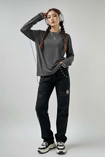 Karakedi Plain Smoked Thin Fabric Oversize Unisex Sweatshirt