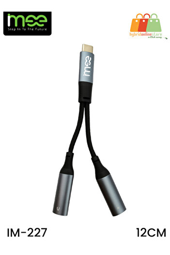 iMee IM-227 Dual Type-C Audio Adapter 12cm | 2-in-1 Charging & Audio Converter Cable