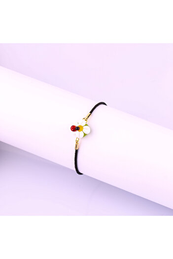 ADAMODART Daisy and Ladybug Murano Glass Beaded Bracelet