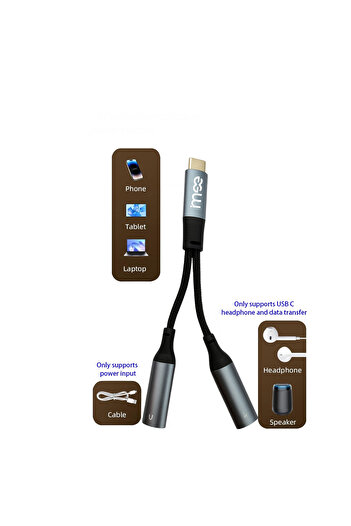 iMee IM-227 Dual Type-C Audio Adapter 12cm | 2-in-1 Charging & Audio Converter Cable