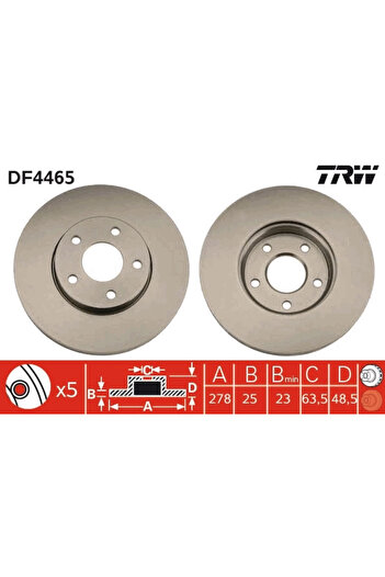TRW Brake disc FORD FOCUS II Cabriolet 2006-2010