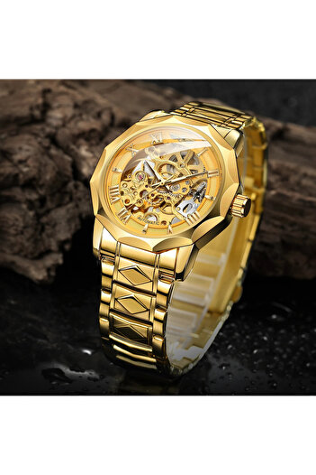 T-WINNER 8249 Gold Mechanical Men's Watch – Business Design, 3ATM Water Resistant