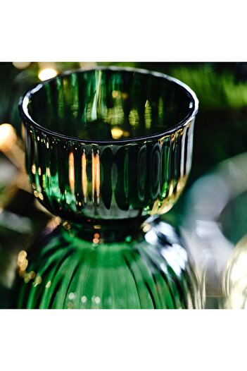 IKEA VINTERFINT Vase, dark green, 13 cm