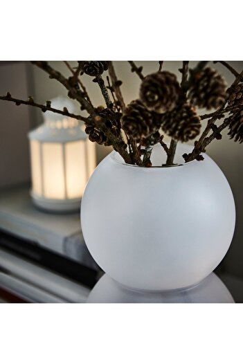 IKEA VINTERFINT Vase, frosted glass/white, 21.5 cm