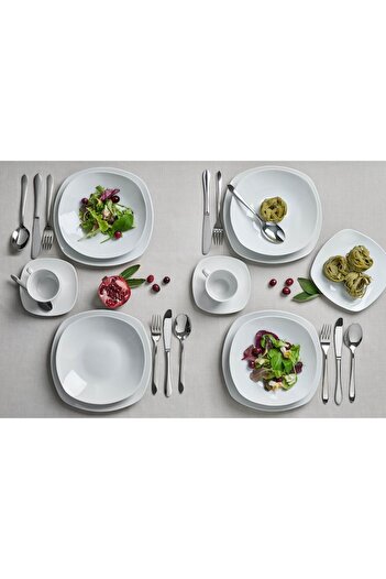 Van Well Atrium Complete 62-piece Dinnerware Set for 6 People, Van Well, Plain White