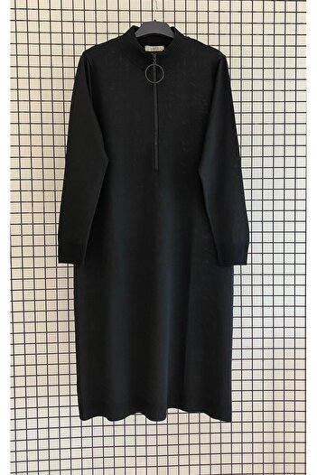 Armine Ringed Zipper and High Collar Knitwear Tunic