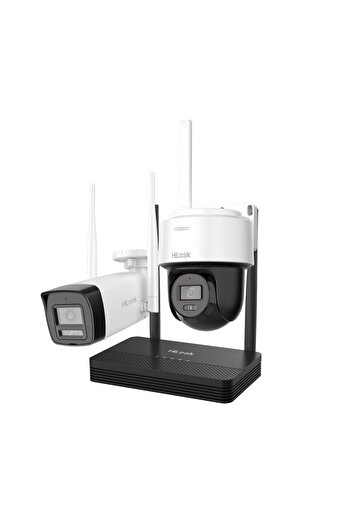Hilook Kit de supraveghere IP wireless Hikvision, 2 camere de 2MP, IR, slot microSD, NVR cu 4 canale, Audi