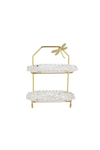 Mikasa Moor Gold 2 Tier Glass Serving Tray 22X11X26Cm