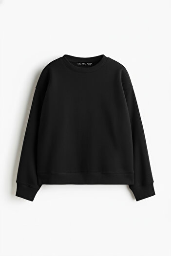 Bak Moda Hoodless Relaxed Fit Women's White Basic Sweatshirt