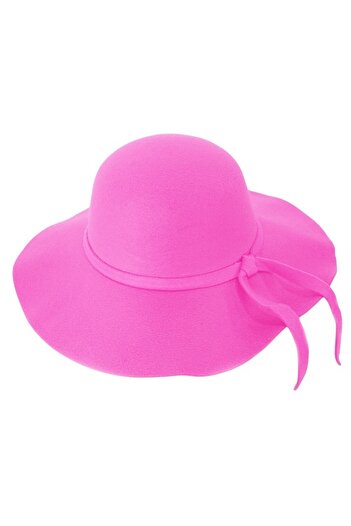 FashionForYou Vintage women's hat, with wide brim and bow, PINK, Hat
