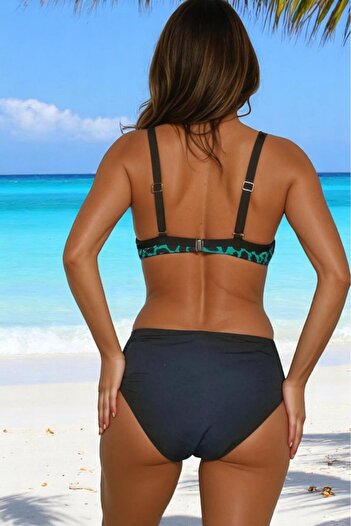 embody Ladies' 2 piece swimwear, plus size, black/turquoise Myra