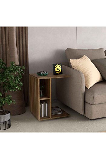 Stylish Home طاولة تقديم مع عجلات، لون بني