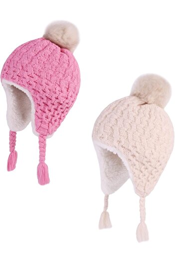 OEM LANGZHEN Toddler Infant Winter Hat Earflap Knit Fleece Lined Beanie for Baby Boys Girls, 0-6 months