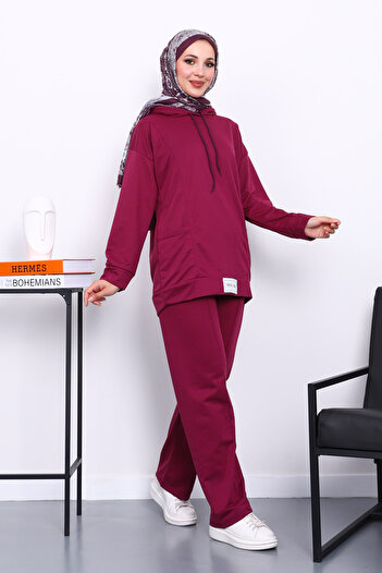 İmajButik Μωβ Σετ Τσαντάκι με δύο κλωστές με ετικέτα στο μπροστινό μέρος