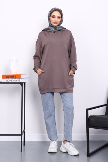 İmajButik Mink Hooded Double Pocket Sweatshirt