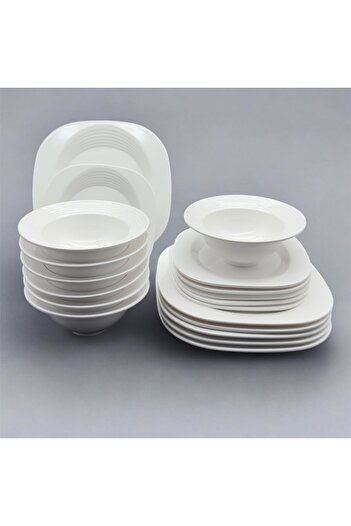 cc bin shihon 18-piece white melamine dinner set for six people