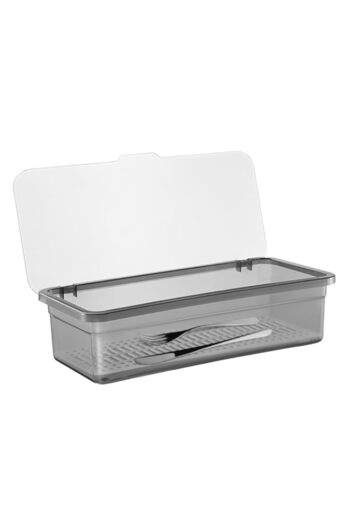 Generic Plastic Silverware Organizer with Lid & Drainer - Expandable Cutlery Tray for Kitchen Drawer, Utens