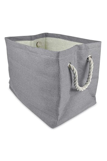 Generic DII Durable Woven Striped Storage Bin Collapsible with Soft Rope Handles Reinforced with Metal Grom