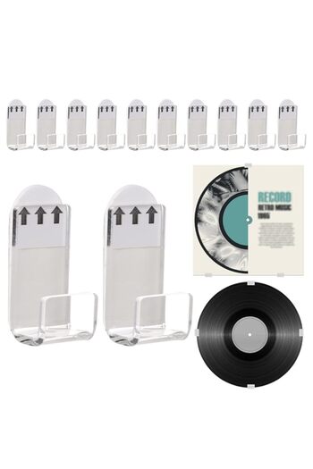 Generic NALACAL 30 pcs Vinyl Record Wall Mount Display Shelf No Drill Self Adhesive Clear Acrylic Album Wal
