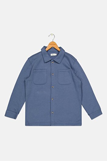 The Commons Kids Boy Plain Shirt Jacket, Blue