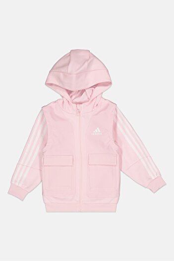 adidas Toddlers Girl Brand Logo Long Sleeves Outdoor Sweatshirt, Pink