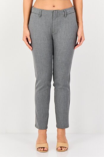 Reiko Women Cigarette Fit Plain Dress Pants, Grey