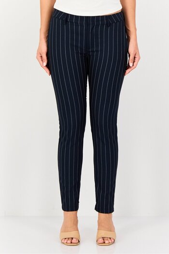 Reiko Women Cigarette Fit Striped Straight Pants, Multicolor
