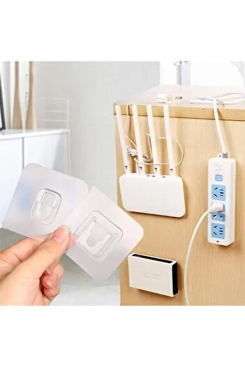 tafce 1 Piece Double-Sided Adhesive Snap Clip Item Fixing Hanger Transparent Wall Hook
