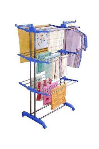 Generic 3-Layers Stainless Steel Clothes Hanger Multicolour 170x126x64cm
