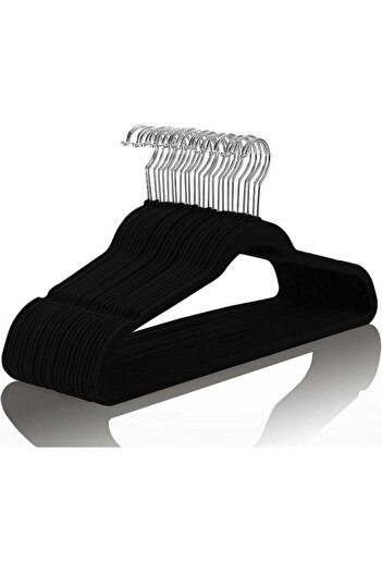 Red Dot Gift 10-Pack Black Non-Slip Velvet Hangers 45cm with 360° Rotatable Hook