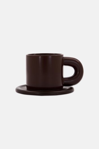 Muy Mucho Cup With Saucer 300 ml, Chocolate Brown