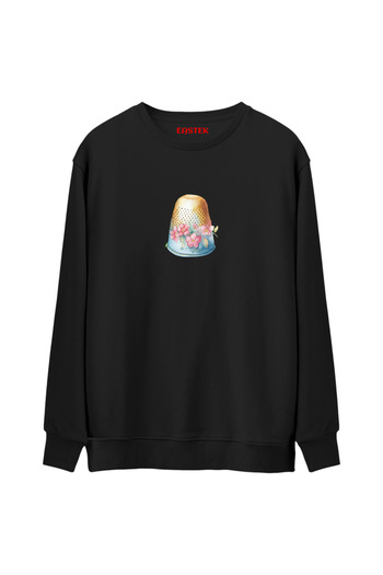 Açık Garaj Yüksül Garden Premium Black Crew Neck Plain Sweatshirt, Men'S, Women'S, Unisex Sweatshirt