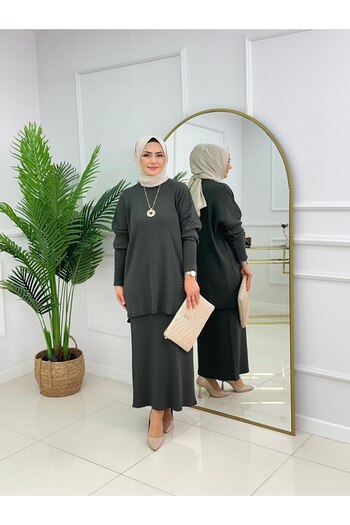 Valens Butik Mercerized Double Yakamoz Hijab Set with Pencil Skirt and Tunic