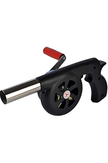 Generic Portable BBQ Fan Air Blower – Manual Handle Speed Control with Metal Fan Blade, Outdoor Barbecue Fi