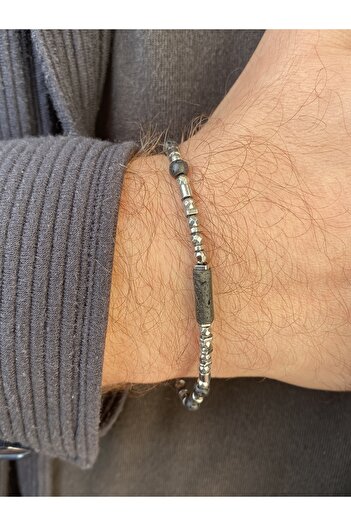 kurukafagift Stainless Steel Chain Men's Natural Stone Bracelet