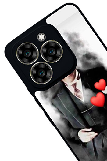 Aksel Kılıf Reeder S919 Compatible Printed , Matte Black, Soft Silicone, Protective, Shock Absorbing Cover, Case