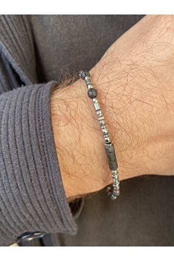 kurukafagift Stainless Steel Chain Men's Natural Stone Bracelet