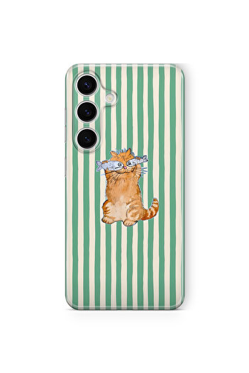 FLAMENKO Samsung Galaxy A25 Fish-Eyed Cat Pattern Transparent Phone Case