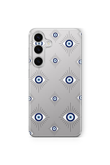 FLAMENKO Samsung Galaxy A35 Evil Eye Patterned Transparent Phone Case
