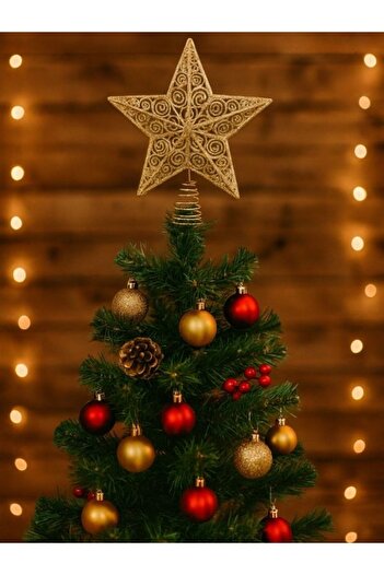 NUNU Sparkling Golden Star – 23 cm Tree Topper-Golden Shine – 23 cm Christmas Tree Topper