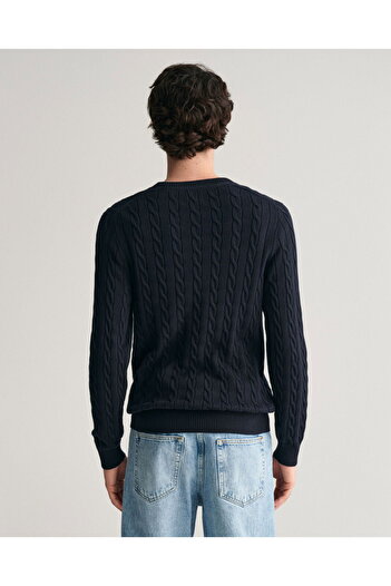 Gant Men's Navy Blue Regular Fit Crew Neck Knit Sweater