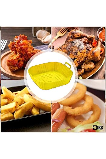 SIKS Silicone Protective Tray, For Air Fryer, Universal, For Deep Fryer, Reusable, Square, Yellow