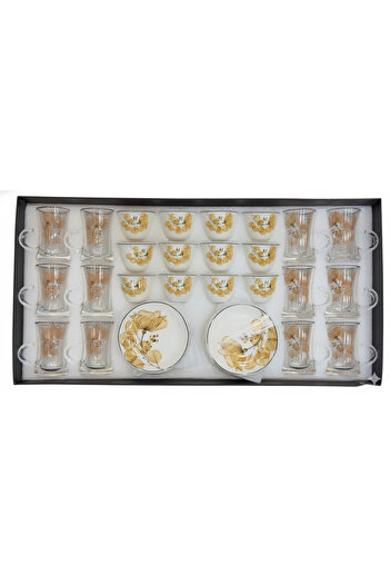 Urbanza Luxury Golden Floral Tea & Coffee Set with Plates – 12 Piece Elegant Serving Collection